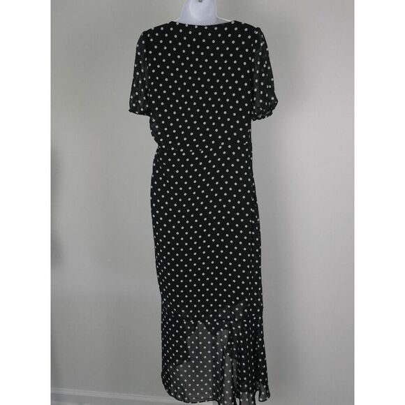 Julia Jordan Polka Dot Maxi Dress | Size 2 | Ruffle Hem | Puff Sleeve | Sheer Ov - Picture 5 of 9